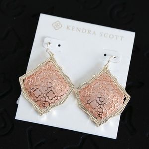 Kendra Scott Kirsten Gold DropEarrings In RoseGold Filigree Mix